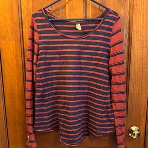 We The Free Navy and Red Striped Top 100% Cotton